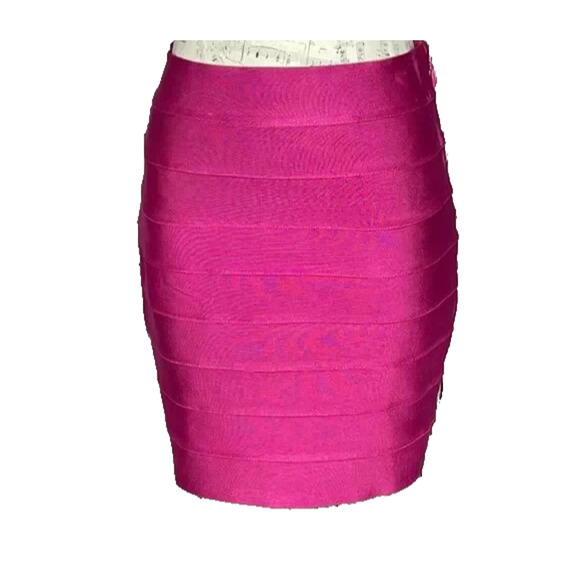 NWT Herve Leger x Forever 21 Bandage Mini Skirt Hot Pink Stretch M - Picture 5 of 6